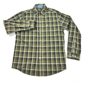 Vintage Carhartt Shirt Western Work Button Down Green Plaid Cotton Men’s L Nice